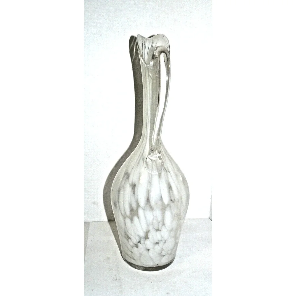 Rare Hand Blown Glass Swung Pitcher Vase 15